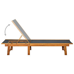 Acheter vidaXL Chaise longue avec table Bois d'acacia solide et textilène