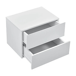 Helloshop26 Table de chevet nuit suspendue armoire murale avec 2 tiroirs blanc 03_0000820