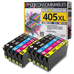 123CONSOMMABLES - 405XL - Cartouches d'encre Compatible avec Epson 405XL Workforce Pro WF-3820DWF 3825DWF 4820DWF 4825DWF WF-7830DTWF WF-7835DTWF WF-7840DTWF (4 Noir / 2 Cyan / 2 Magenta / 2 Jaune)