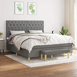 vidaXL Sommier à lattes de lit avec matelas Gris foncé 160x200cm Tissu