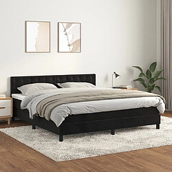 Maison Chic Lit adulte- Lit + matelas,Sommier à lattes de lit avec matelas Noir 180x200 cm Velours -GKD52553