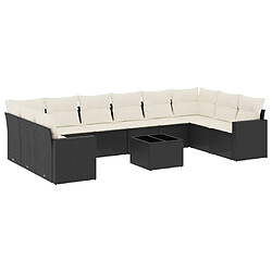 Maison Chic Salon de jardin 11 pcs avec coussins, Ensemble Tables et chaises d'extérieur noir résine tressée -GKD772757