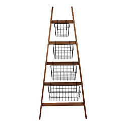 Helloshop26 Étagère échelle 4 paniers de stockage à grille 144,5 x 26 - 81 x 17 cm 03_0007725