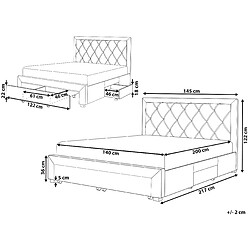 Avis Beliani Lit double avec rangement en velours 140 x 200 cm beige LIEVIN
