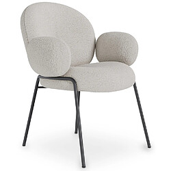 ICONIK INTERIOR Chaise de salle à manger avec accoudoirs - Tapissée en tissu bouclé - Erys Blanc