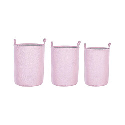 Beliani Lot de 3 paniers en tissu polyester rose ARCHA