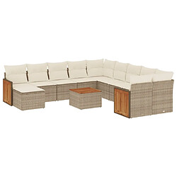 Maison Chic Salon de jardin avec coussins 12 pcs | Ensemble de Table et chaises | Mobilier d'Extérieur beige résine tressée -GKD29135