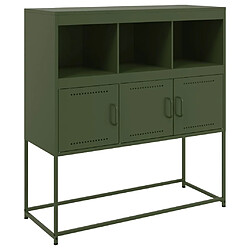 vidaXL Buffet vert olive 100,5x39x107 cm acier