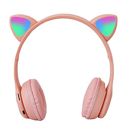 Yonis Casque Audio Bluetooth LED Oreilles De Chat Rose