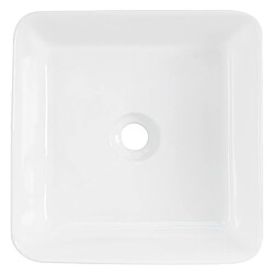 ML-Design Lavabo en Céramique en Blanc Brillant, 39x39x15 cm, Forme Anguleux, Vasque á Poser, Design Moderne, Lavabo à Main, Lavabo de Comptoir Élégant, pour la Salle de Bains et WC Invités