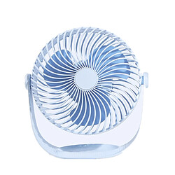 Ventilateur de Bureau à Rayures de Chargement USB Rotatif Portable F12 avec Contrôle à 3 Vitesses (Bleu)