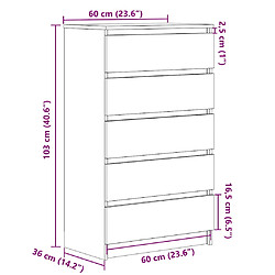 vidaXL Commode Blanc 60x36x103 cm Bois d'ingénierie pas cher