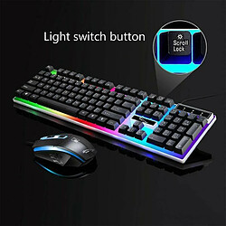 Universal Clavier de jeu + souris rétroéclairée LED arc-en-ciel câblée USB pour les ordinateurs de bureau