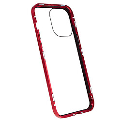 Coque en cadre métallique antichoc, cadre anti-bruit, double face avec fermeture magnétique pour votre iPhone 14 Pro Max - rouge