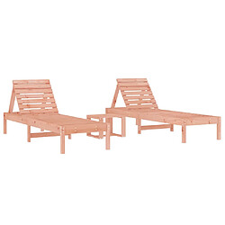 vidaXL Chaises longues lot de 2 avec table bois massif de Douglas