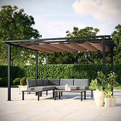 Avril Paris Tonnelle/Pergola en aluminium 3x4m toile coulissante rétractable - anthracite taupe - HAVANA