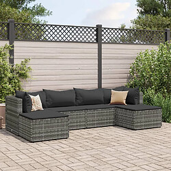 vidaXL Salon de jardin 6 pcs avec coussins Gris Résine tressée