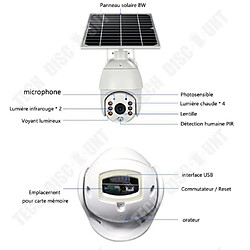 Tech Discount caméra surveillance wifi solaire panneau solaire sans fil dispositif d'enregistrement extérieure à distance appli téléphone portable