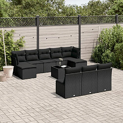 Maison Chic Salon de jardin 11 pcs avec coussins | Ensemble de Table et chaises | Mobilier d'Extérieur noir résine tressée -GKD10207