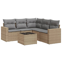 vidaXL Salon de jardin avec coussins 6 pcs beige résine tressée