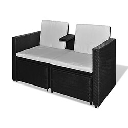 Maison Chic Salon de jardin 4 pcs + coussins - Mobilier/Meubles de jardin - Table et chaises d'extérieur Résine tressée Noir -MN63889 pas cher