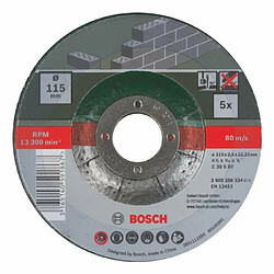 Acheter Bosch 2609256334 Assortiment de disques à tronçonner à moyeu déporté pour Matériaux Diamètre 115 mm Diamètre d'alésage 22,23 Epaisseur 2,5 mm 5 disques