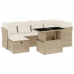 vidaXL Salon de jardin avec coussins 7 pcs beige résine tressée