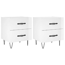 vidaXL Tables de chevet 2 pcs blanc brillant 40x35x47,5 cm