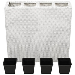 Maison Chic Jardinière,Lit surélevé de jardin - Bac à fleurs - pot de fleur avec 4 pots Résine tressée Blanc -GKD58183