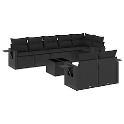 Maison Chic Ensemble Tables et chaises d'extérieur 9 pcs avec coussins,Salon de jardin noir résine tressée -GKD515596