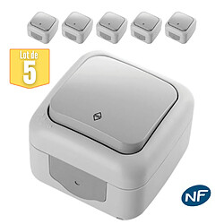 Lot de 5 va et vient étanche IP54 - Viko by Panasonic - Gris - NF