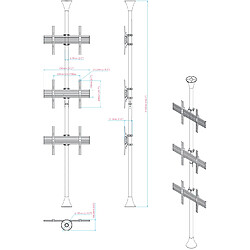 Acheter Kimex Support sol-plafond pour 3 écrans TV 32'' - 75'' - Vesa max 600x400