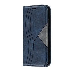 Wewoo Coque Pour iPhone 11 Splicing Color Magnetic Hem Étui à rabat en cuir avec support et fentes cartes bleu