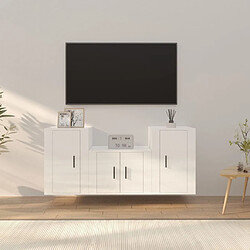 Maison Chic Ensemble de meubles TV 3 pcs pour salon - Blanc brillant Bois d'ingénierie -MN31816