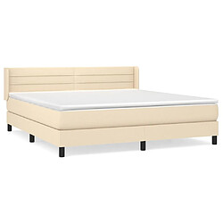 vidaXL Sommier à lattes de lit avec matelas Crème 160x200 cm Tissu