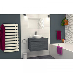 Dansmamaison Meuble de salle de bain suspendu 2 tiroirs 80 cm Gris + miroir - ASILI