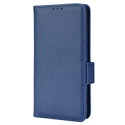 Etui en PU texture litchi, double fermeture magnétique avec support, bleu foncé pour votre TCL 20 R 5G/Bremen 5G/20AX 5G