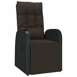 Maison Chic Chaise Relax,Fauteuil inclinable de jardin et coussin Résine tressée Noir -GKD24899