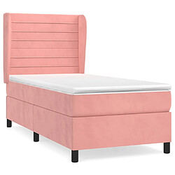 vidaXL Sommier à lattes de lit avec matelas Rose 90x190 cm Velours