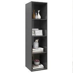 Avis Maison Chic Meuble TV scandinave mural Banc TV suspendu pour salon - Gris brillant 37x37x142,5 cm Aggloméré -MN46526