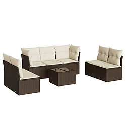 vidaXL Salon de jardin 8 pcs avec coussins marron résine tressée