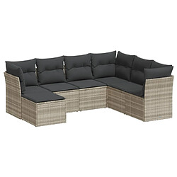 vidaXL Salon de jardin avec coussins 7 pcs gris clair résine tressée