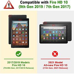 Coque pour tablette Fire HD 10 (compatible avec les versions 7e et 9e générations, 2017 et 2019) - Housse en cuir PU de qualité supérieure avec fonction de veille/réveil automatique, Blossom