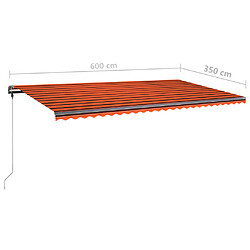 vidaXL Auvent manuel rétractable sur pied 600x350 cm Orange/marron pas cher