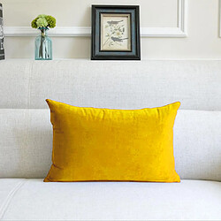 Housse de coussin jaune en velours doux pas cher