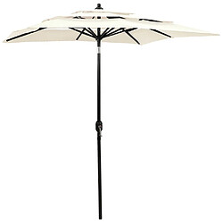 ComfortXL Parasol à 3 Niveaux Avec Mât En Aluminium Sable 2x2 M