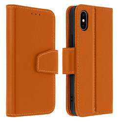 Avizar Housse Apple iPhone X / XS Cuir Porte-carte Fonction Support Premium marron