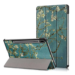 Htdmobiles Housse etui pochette simili cuir avec coque intérieure rigide pour Samsung Galaxy Tab S7 et S8 T870 / T875 (11 pouces) - FLEURS