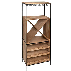 Pegane Meuble bar / Vitrine en métal et frêne - Longueur 60 x Profondeur 30,5 x Hauteur 160,5 cm