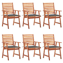 vidaXL Chaises à manger d'extérieur lot de 6 et coussins Acacia massif